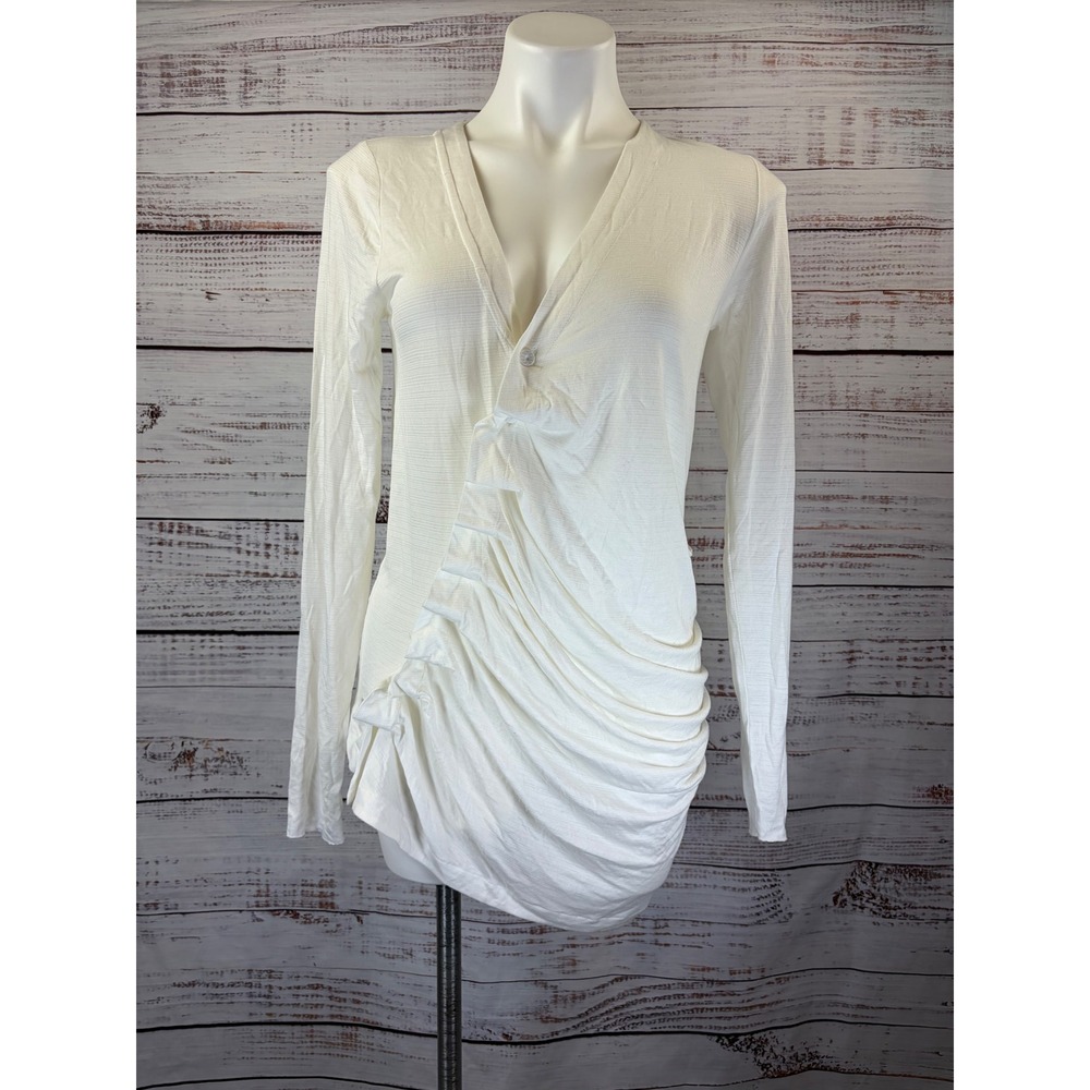 Anthropologie Vanessa Virginia Asymmetrical Ruched Long Sleeve Top Tunic Small